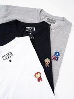 Zestaw 3 Koszulek Czarna / Biała / Szara Marvel Comics Mini Characters XL Marvel