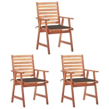Zestaw 3 krzeseł ogrodowych z poduszkami - drewno - Zakito Europe