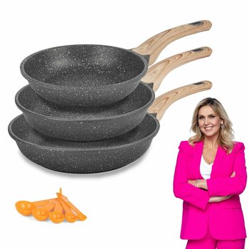 Zestaw 3 patelni granitowych Konighoffer Fegato 20/24/28 cm i 5 miarek kuchennych poleca EWA WACHOWICZ - Konighoffer