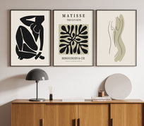 Zestaw 3 Plakatów Matisse Kształt Kobiety Beż Czarny 30x40cm