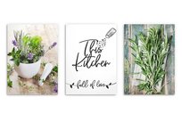 Zestaw 3 plakatów Obrazy na ścianę do Kuchni Plakaty kuchenne Zioła 3x30x40