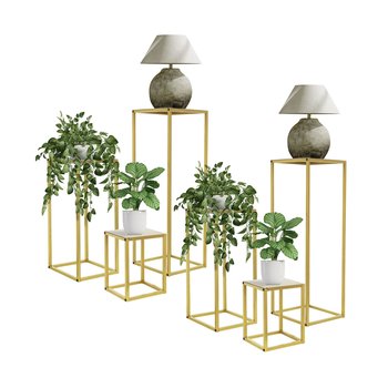 Zestaw 3 stojaków na kwiaty w kolorze złotym, metalowym ML-Design - ML-DESIGN