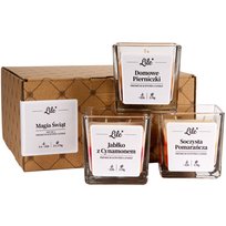 Zestaw 3 świec zapachowych 3x170g w opakowaniu prezentowym Lile Candle Senses Magia Świąt