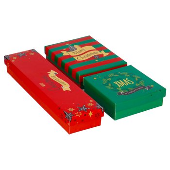 Zestaw 3 Szt. Świątecznych Pudełek, Czerwone, Zielone - incood