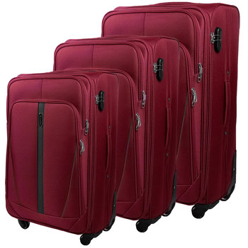 Zestaw 3 Walizek Miękkich z Codury (XL+M+S) Czerwony - DIAMOND
