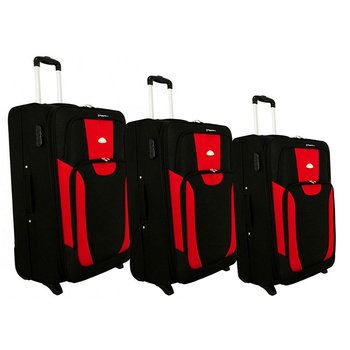 Zestaw 3 walizek PELLUCCI RGL 1003 Czarno Czerwone - KEMER