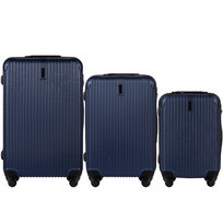 Zestaw 3 walizek podróżnych WINGS EGRET S/M/L ABS+ Dark Blue, 4 kółka 360°, zamek szyfrowy