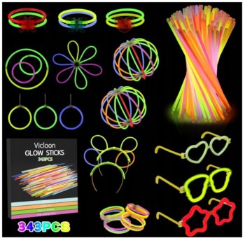 Zestaw 343 elementów 150 pałeczki świecące z łącznikiem okulary kolczyki - Vicloon