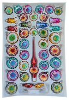 Zestaw 39 szklanych bombek wielokolorowych w stylu retro