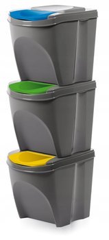 Zestaw 3W1 Kosz Pojemnik Do Segregacji Śmieci Odpadów Eko Kosze Szary 20 L - Kotarbau