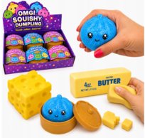 Zestaw 3w1 Squishy gniotek Dumpling Pierożek pieróg BROKATOWY MASŁO SER