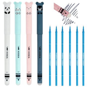 Zestaw 3x długopis zmazywalny Kidea + wkłady zwierzaki pastel - KIDEA