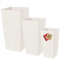 Zestaw 3x Doniczka Ogrodowa Donica Z Wkładem Krem