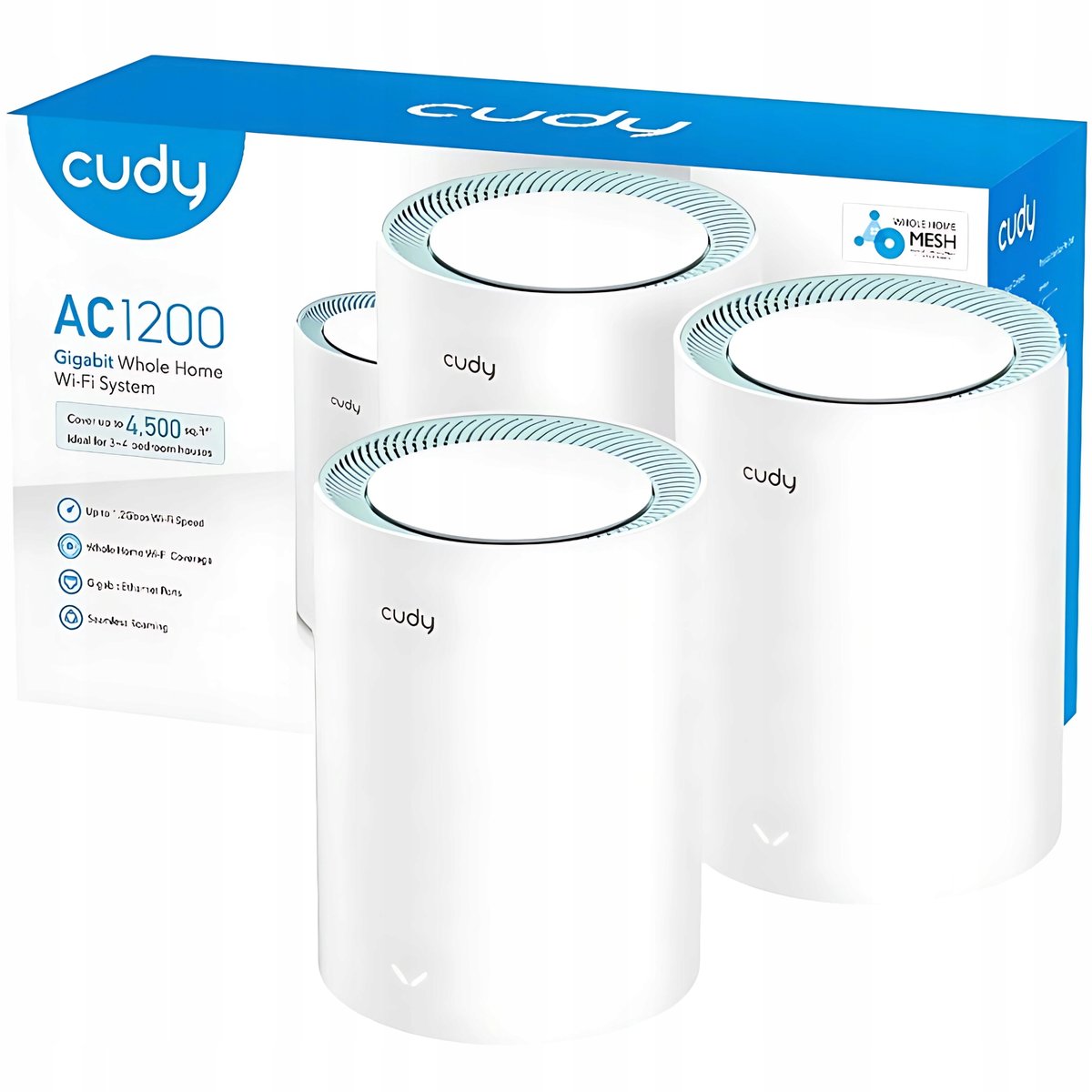 Mesch Router Zestaw 3x Mesch Router AP WiFi AC1200 Cudy M1300 3-pack 802.11ac ...