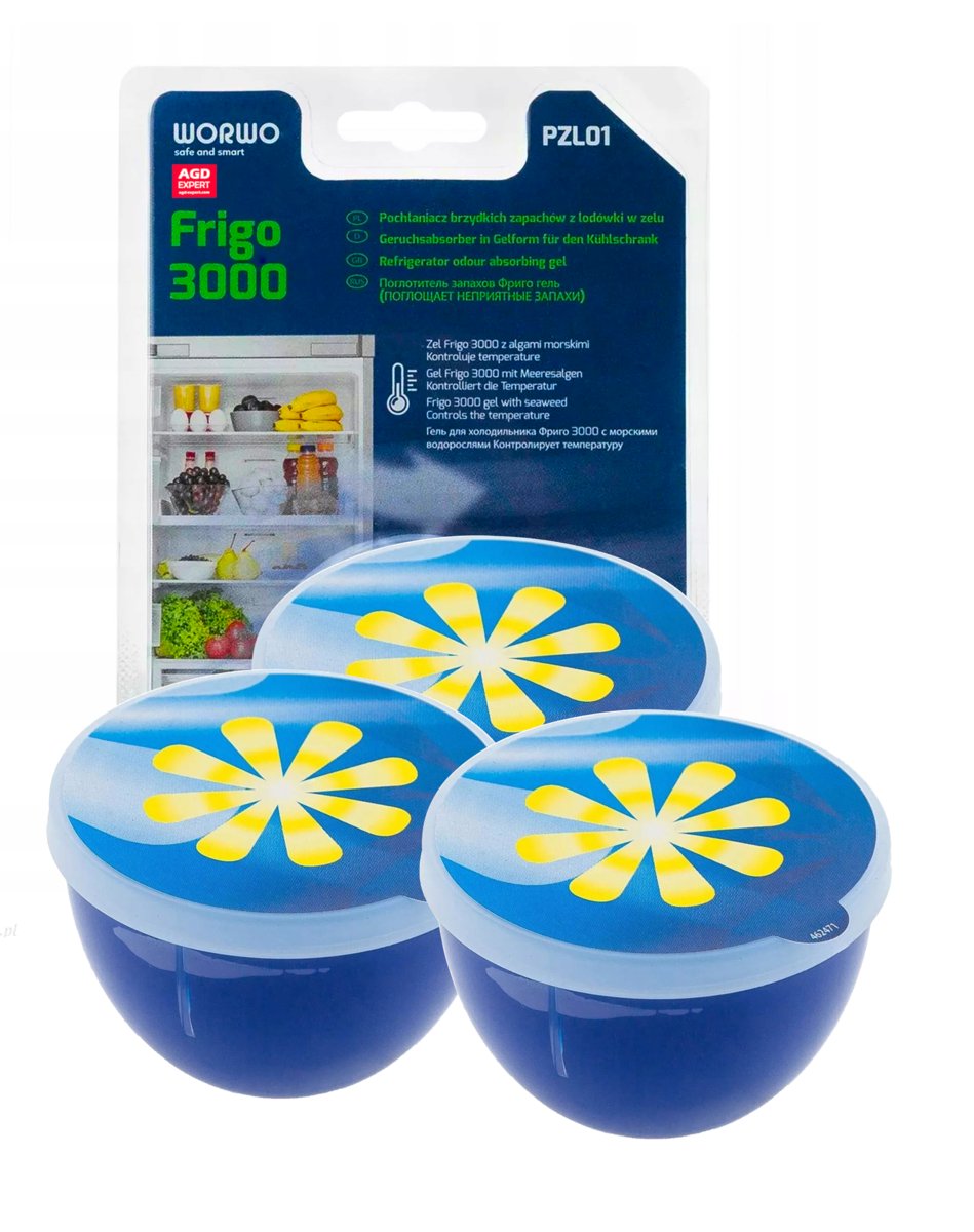 Worwo ZESTAW 3x POCHŁANIACZ ZAPACHÓW DO LODÓWKI W ŻELU WORWO FRIGO BEZPIECZNY I SKUTECZNY