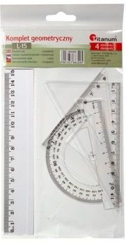 Zestaw 4-Elementowy Linijka Kątomierz 2X Ekierka 15 Cm Titanum - Titanum