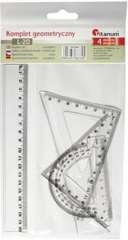 Zestaw 4-Elementowy Linijka Kątomierz 2X Ekierka 20 Cm Titanum - Titanum