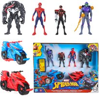 ZESTAW 4 FIGUREK SPIDERMAN VENOM GOBLIN MILES MORALES +2 POJAZDY +AKCESORIA