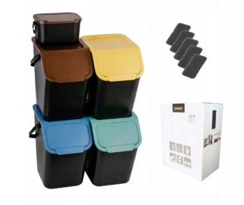 Zestaw 4 Koszy Do Segregacji Odpadów+Bini Bio 4,5L - PRACTIC