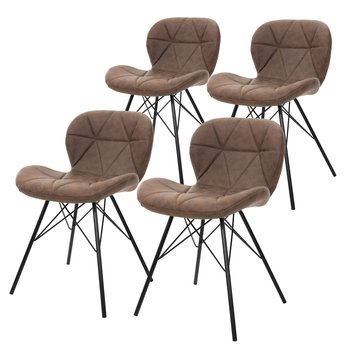 Zestaw 4 krzesel do jadalni z oparciem, brazowe, krzeslo kuchenne z pokryciem ze sztucznej skóry - ML-DESIGN