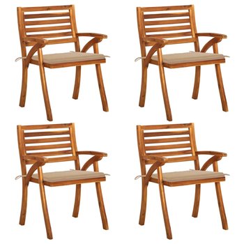 Zestaw 4 krzeseł ogrodowych akacjowych z poduszkam - Zakito