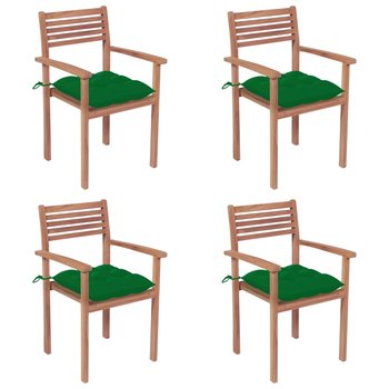 Zestaw 4 krzeseł ogrodowych tekowych z poduszkami, - Zakito Europe