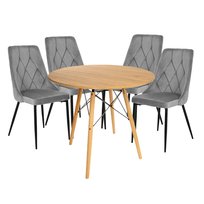 Zestaw 4 krzesła Narcyz jasnoszary + stół Marek