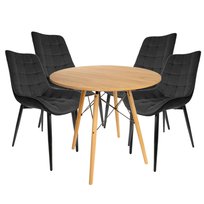 Zestaw 4 krzesła Wrzos czarne + stół Marek