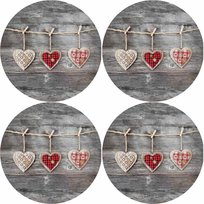 Zestaw 4 podkładek okrągłych na stół 4D 33 cm – Hearts | Ekologiczny filc, nadruk HD, pranie 40 °C, Bertoni 