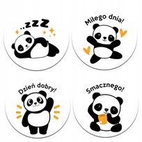 ZESTAW 4 PODKŁADEK POD KUBEK na stół Z PANDĄ panda z napisem korkowe