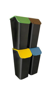 Zestaw 4 Pojemników Do Segregacji Odpadów Bini 4 X 35L + Filtry - PRACTIC