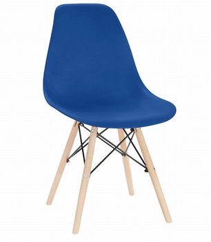 Zestaw 4 szt krzeseł do salonu, gabinetu lub jadalni TOLV - Niebieskie / Nogi Naturalne - MUFART