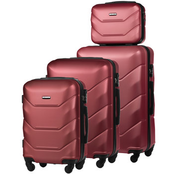 Zestaw 4 Twardych Walizek z ABS-u (XL+M+S+BC) Burgundowy - DIAMOND