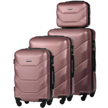 Zestaw 4 Twardych Walizek z ABS-u (XL+M+S+BC) Różowe Złoto - DIAMOND