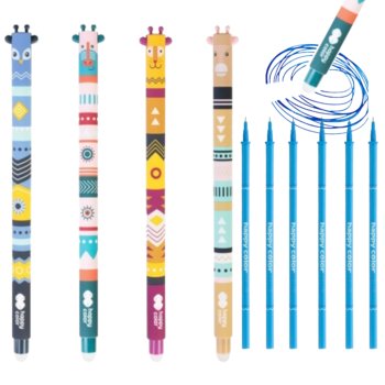 Zestaw 4x długopis zmazywalny AFRYKANKI BOHO + 6 wkłady Happy Color - Happy Color