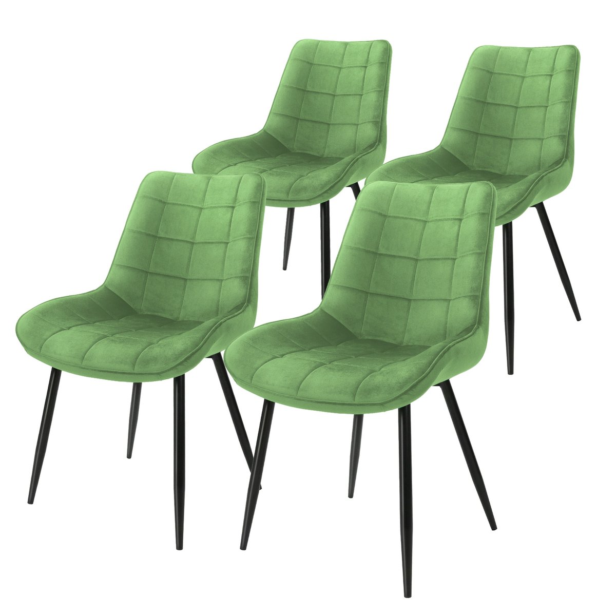 Zdjęcia - Krzesło Zestaw 4X  Do Jadalni/Salonu Tapicerowane Zielony Aksamit Fotele No