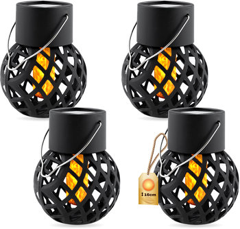 Zestaw 4x Lampa  Solarna LED Lampion Efekt Płomienia  Kulka 9 cm Latarenka Ogrodowa - NNLED
