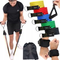 ZESTAW 5 GUM OPOROWYCH EKSPANDERÓW SOLIDNE GUMY KARABŃCZYKI TRENING DOMU fit4med