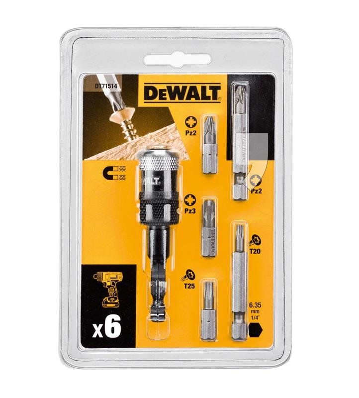 Zestaw 5 końcówek z adapterem magagnetycznym DEWALT DT71514-QZ, 6 elementów