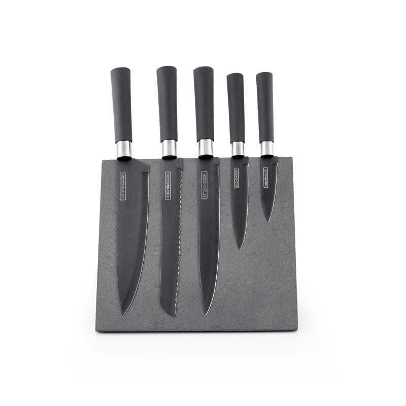 Фото - Підставки й тримачі для ножів Zestaw 5 noży na magnetycznym stojaku Kitchencook SLATE