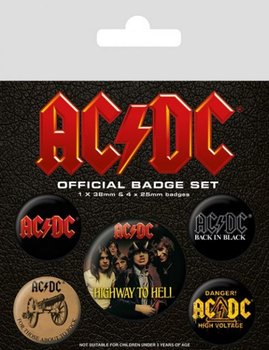 Zestaw 5 przypinek AC/DC Logo odznaki przypinki piny 2,5-3,8 cm - AC/DC