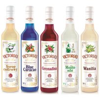 Zestaw 5 Syropów Blue Curacao, Grenadina, Cukrowy, Wanilia, Mojito Mint 490 Ml X 5 Inna marka