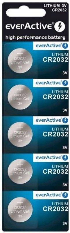 Zestaw 5 x Bateria Litowa Guzikowa everActive CR2032 CR 2032 DL2032 Zegarka