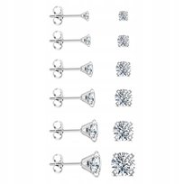 Zestaw 6-24 Par Kolczyków | Stal Nierdzewna 20G | Dla kobiet | srebrne