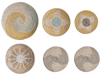 Zestaw 6 dekoracji ściennych z trawy morskiej wielokolorowy BACNINH - Beliani