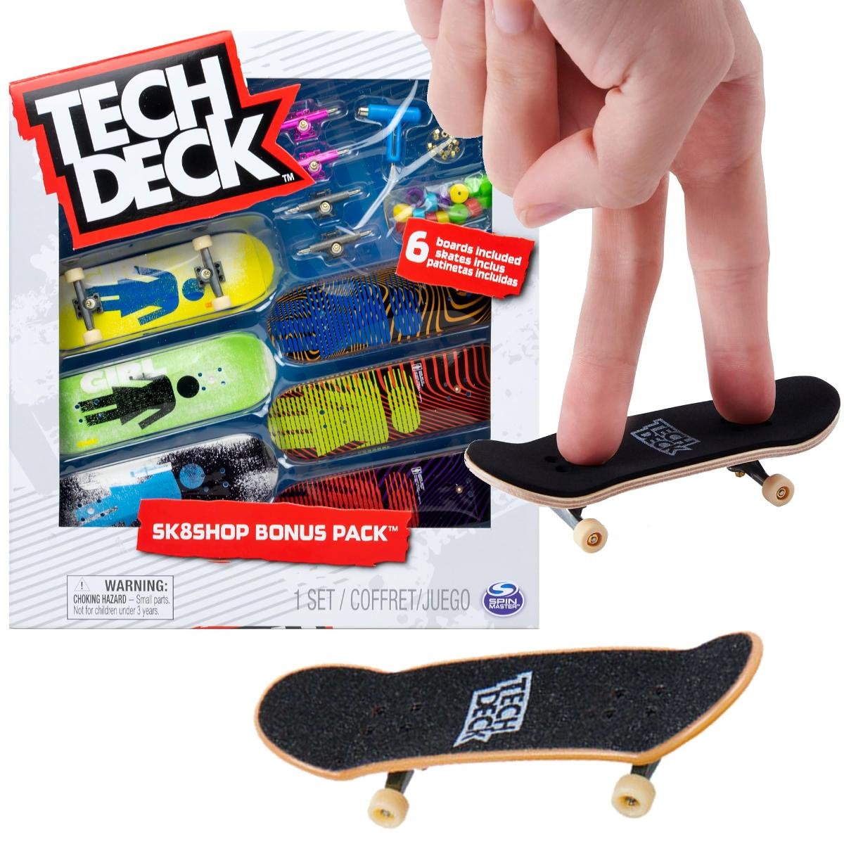 Zestaw 6 deskorolek fingerboards Bonus Pack Girl + akcesoria Tech Deck