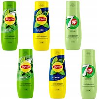 Zestaw 6 koncentratów SodaStream 2x (7UpFree+Lipton Lemon+Green)