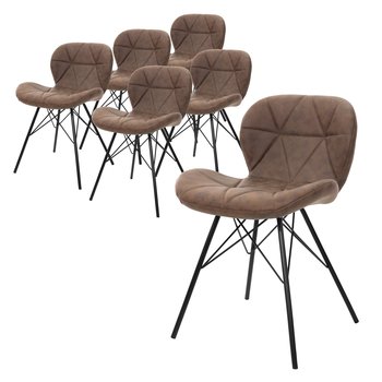 Zestaw 6 krzeseł do jadalni brązowe Krzesła do salonu Krzesła do jadalni ze skóry Pu - ML-DESIGN