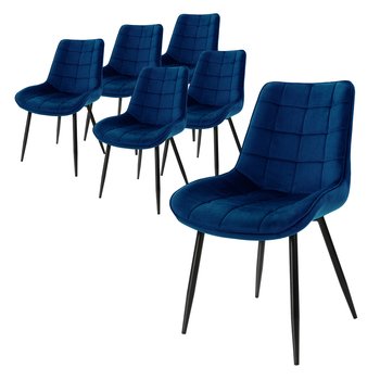Zestaw 6 krzeseł do jadalni krzesła do salonu aksamitne krzesła tapicerowane krzesło ciemnoniebieskie - ML-DESIGN