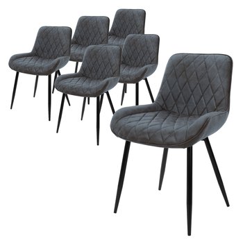 Zestaw 6 krzeseł do jadalni Krzesła do salonu Krzesło kuchenne Antracytowa imitacja skóry PU - ML-DESIGN